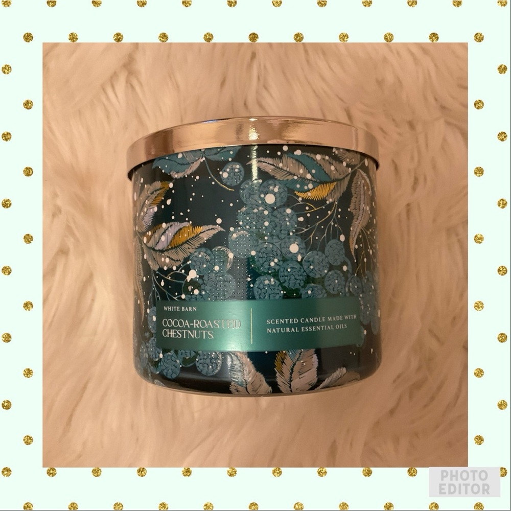 Bath & Body Works White Barn Cocoa-Roasted Chestnuts 3-Wick Candle - New